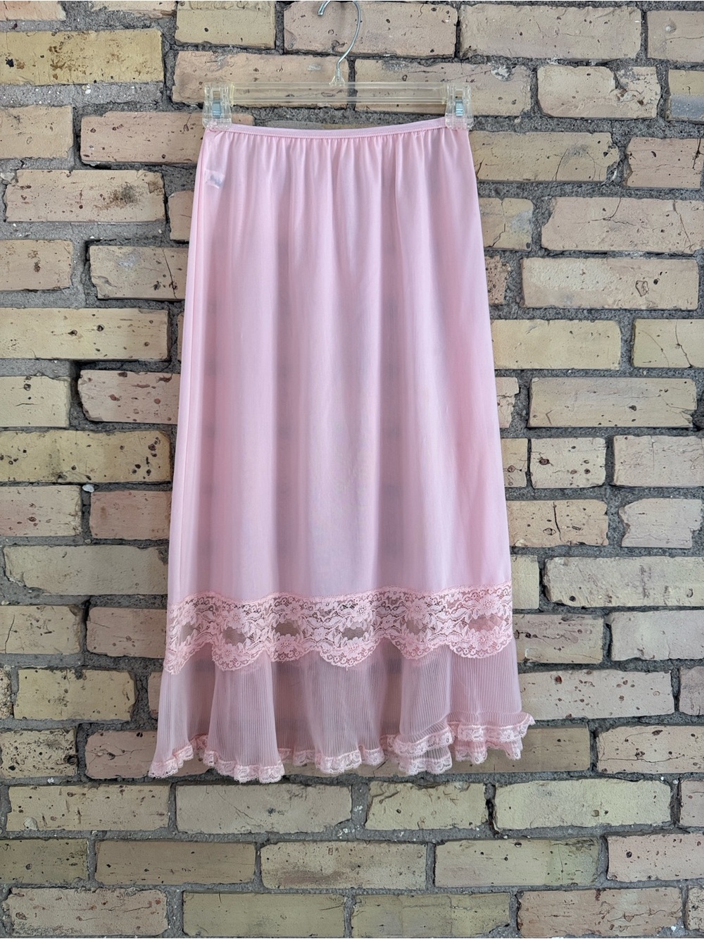 Vintage Michele Pale Pink Lace-Trim Half Slip 50’s 60’s